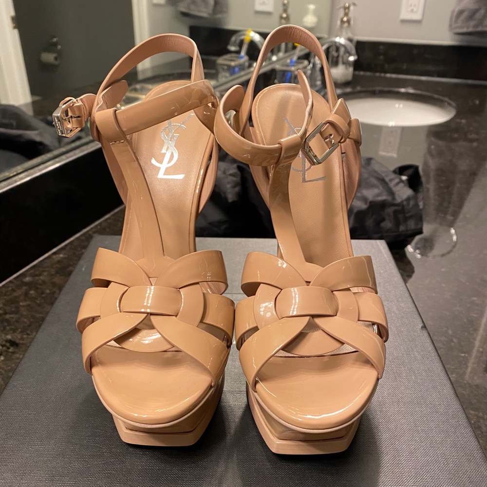 YSL tribute heels in nude